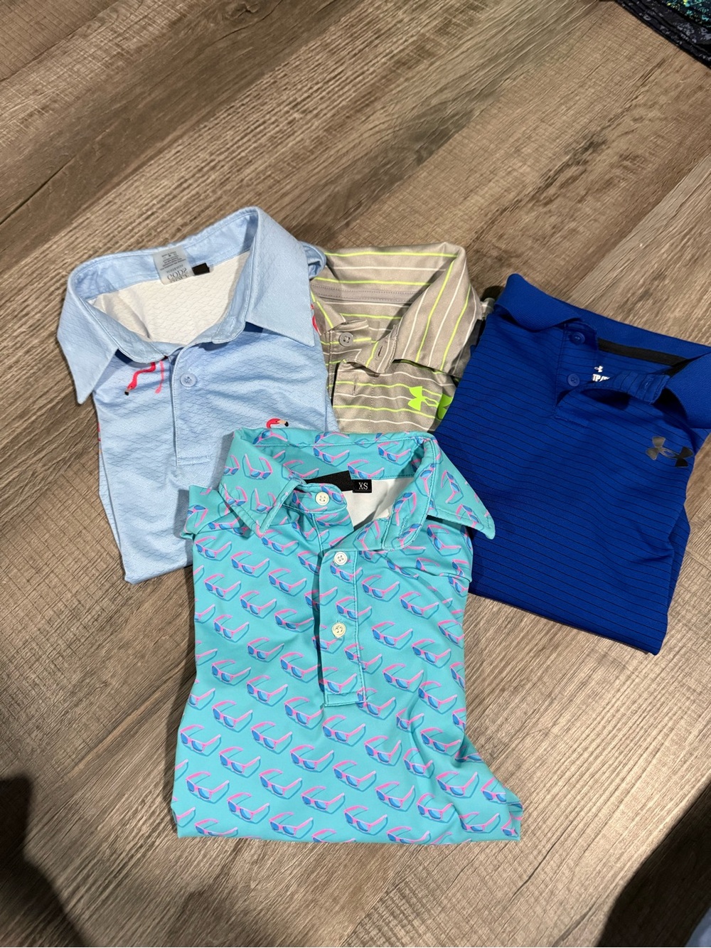 Under Armour Kids Polo Shirt Lot - Blue, Aqua, Gray, Light Blue